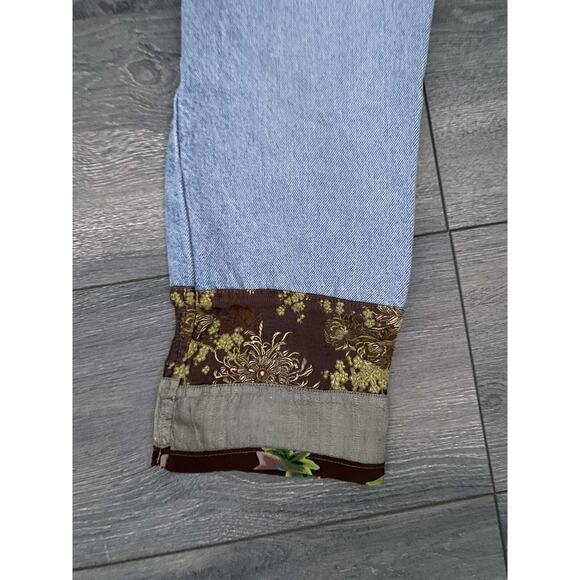 Billy Blues women's cropped jeans blue patches Y2K Size 26 Mid Rise A000167 - Picture 13 of 14